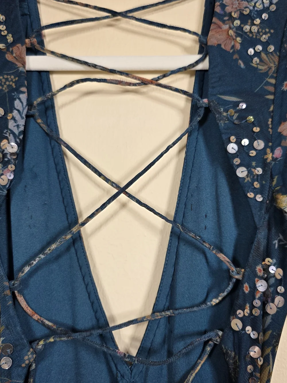 LEENA FOR MAC DUGGAL BLUE FLORAL GOWN SIZE 8 MSRP $598